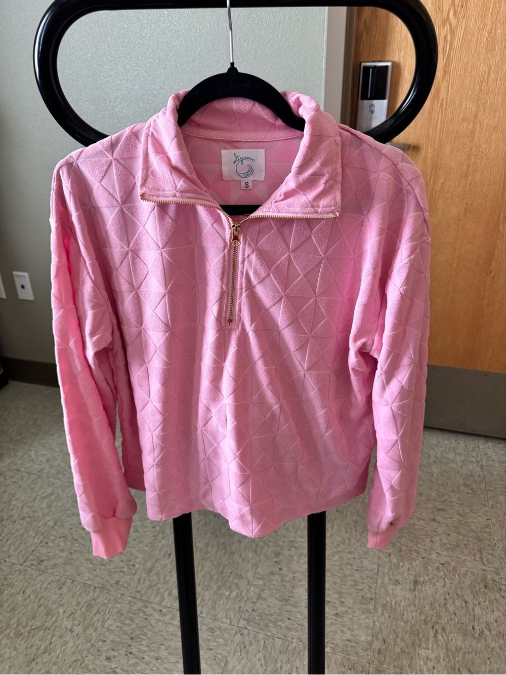 Pink Quilted Half-Zip Pullover